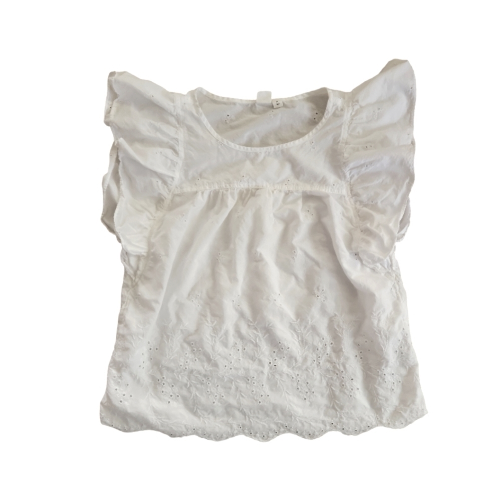 GAP White Ruffle Sleeve Top